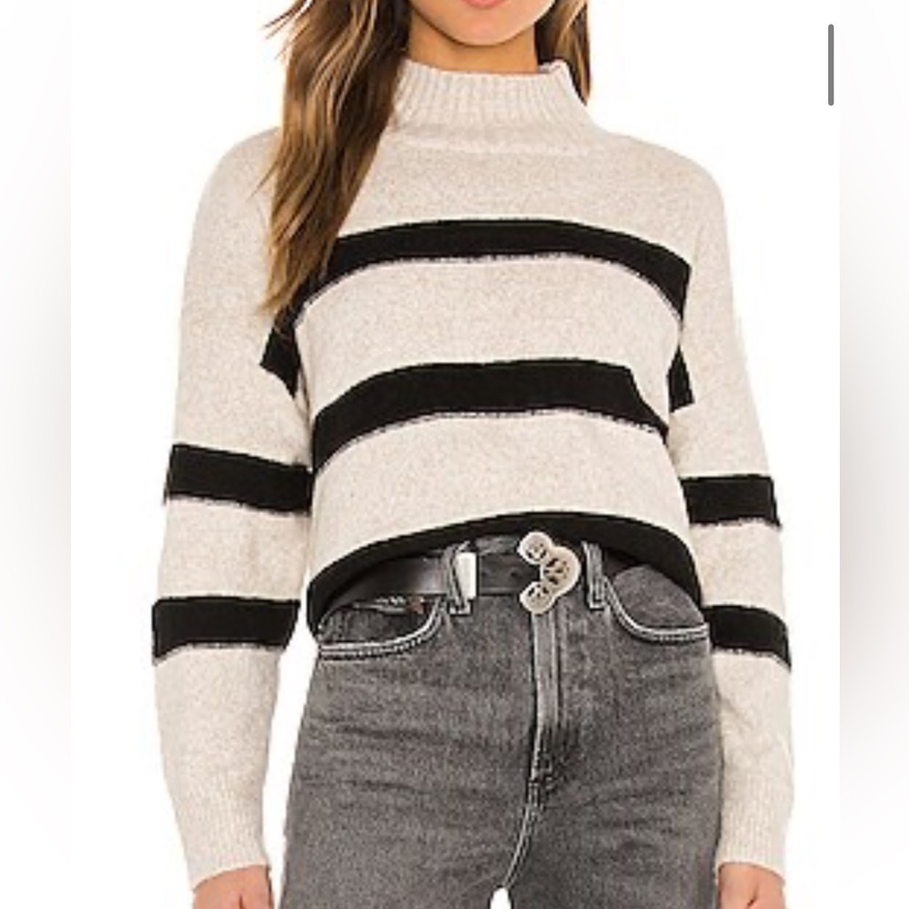 Revolve Line & Dot Rosie Striped Sweater Oatmeal, Black High Neck Old Money